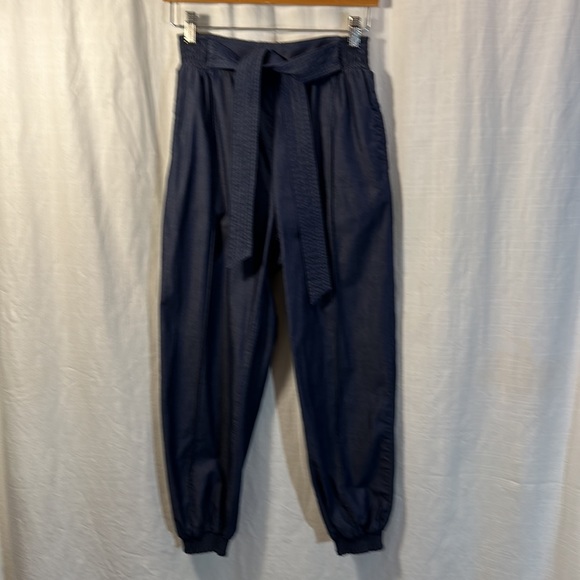 Anthropologie Globetrotters Chambray joggers smocked waist blue lightweight S - Picture 6 of 14